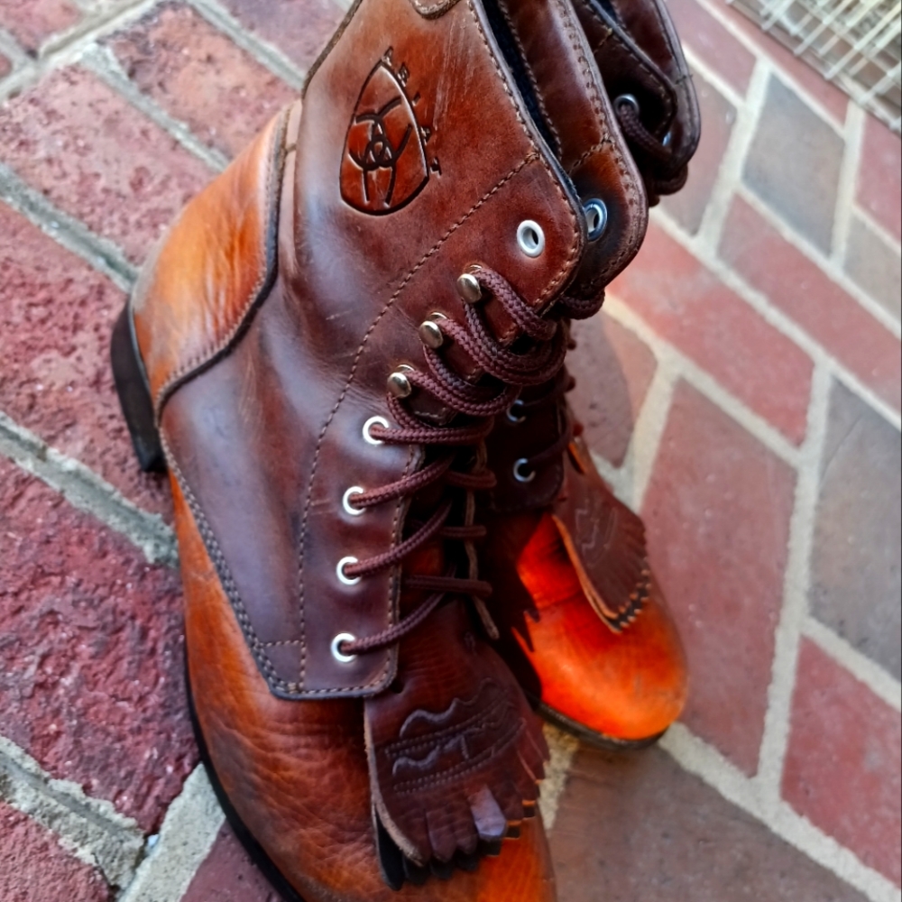 Ariat Heritage Lacer Distressed Brown Leather Paddock Kiltie Riding Boots Size 7